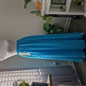 v28 Women Full/Ankle Length Elastic Pleated Retro Maxi Chiffon Long Medium